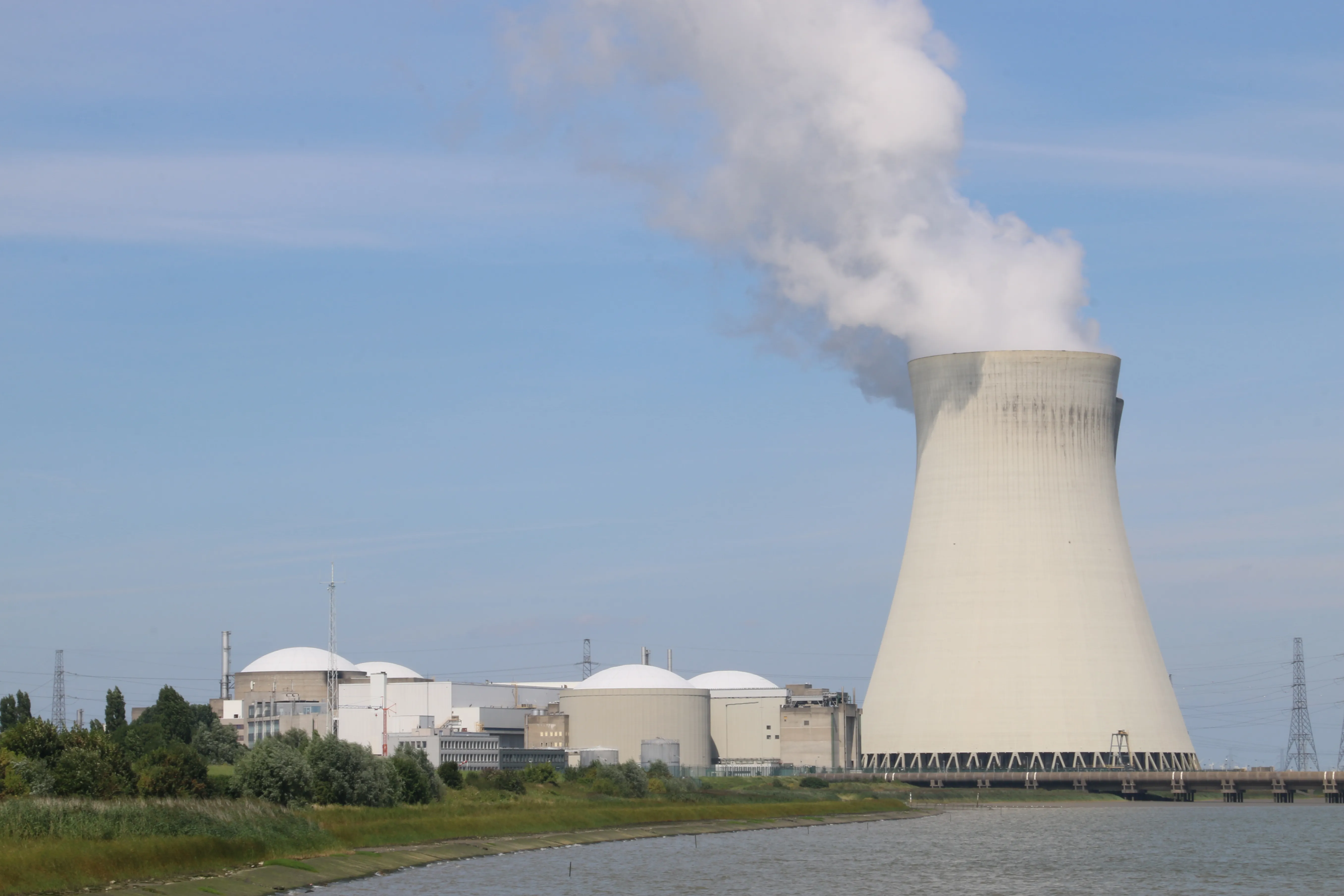 Doel nuclear plant (Belgium) with its iconic cooling tower